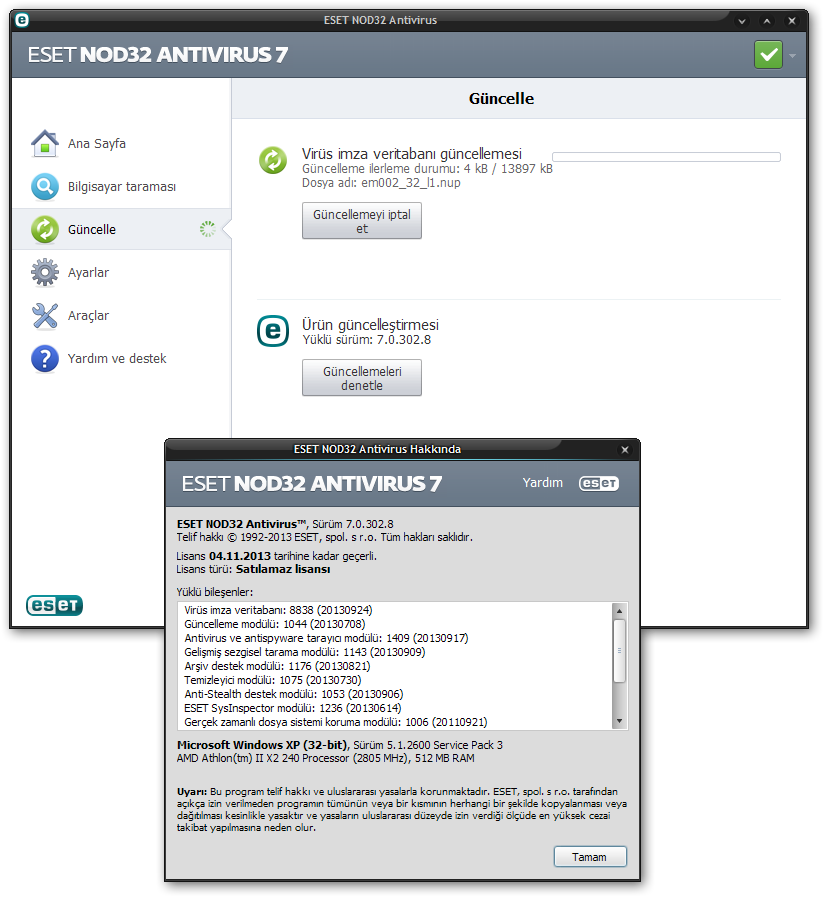 ESET NOD32 Antivirus 7.0.317.4 türkçe (x86/x64) Full
